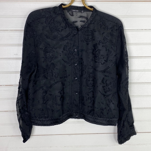 Obey N89 Sheer Embroidered Cardigan Size Large - Picture 1 of 5